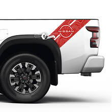 Kit di 2 adesivi in ​​vinile per paraurti Nissan Decal Bed Fender Pick Up Side Mappa topografica Nissan Frontier Stripe
 3