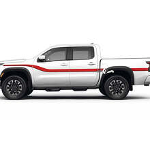 Kit di adesivi laterali in vinile a doppia striscia curva per Nissan Frontier_2