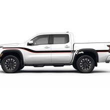Kit di adesivi laterali in vinile a doppia striscia curva per Nissan Frontier_3