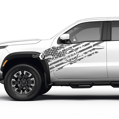 Set di adesivi in vinile con bandiera USA consumata per porta Nissan Frontier