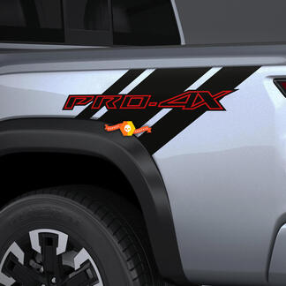 2X Nissan Frontier Pro-4X Bed Truck Car Vinile Entrambi i lati Adesivi Decalcomanie Grafica 2 colori
