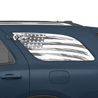2x adesivi in ​​vinile con decalcomania per finestrino posteriore laterale Dodge Durango bandiera USA distrutta
