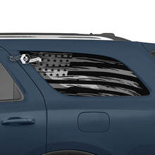 2x adesivi in ​​vinile con decalcomania per finestrino posteriore laterale Dodge Durango bandiera USA distrutta
 2