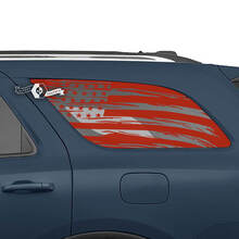 2x adesivi in ​​vinile con decalcomania per finestrino posteriore laterale Dodge Durango bandiera USA distrutta
 3