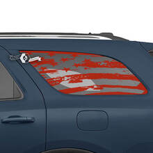 Coppia adesivi in ​​vinile con decalcomania diretta per finestrino posteriore Dodge Durango bandiera USA distrutta
 2
