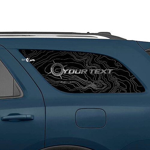 Kit di Adesivi in Vinile con Mappa Topografica e Marchio per Finestrino Laterale Posteriore per Dodge Durango