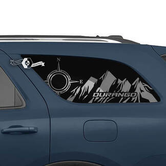 2 adesivi in ​​vinile con decalcomania Dodge Durango per finestrino posteriore e montagne
