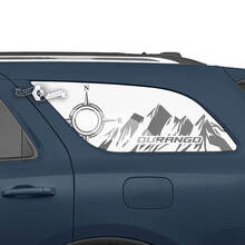 2 adesivi in ​​vinile con decalcomania Dodge Durango per finestrino posteriore e montagne
 2