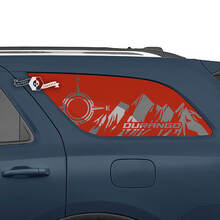 2 adesivi in ​​vinile con decalcomania Dodge Durango per finestrino posteriore e montagne
 3