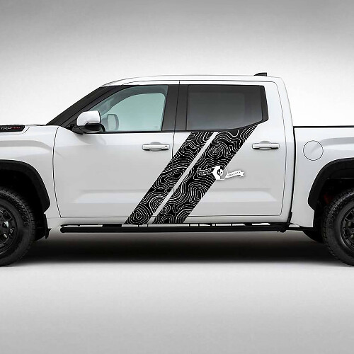 Kit Adesivi in Vinile Strisce Doppie Laterali Mappa Topografica per Toyota Tundra