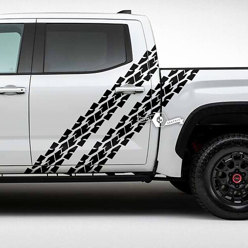 Coppia adesivi in ​​vinile con mappa topografica per porte laterali Toyota Tundra vintage a doppia striscia
