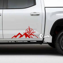 Coppia adesivi in ​​vinile con strisce laterali Toyota Tundra Door Mountains Compass
 2