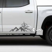 Coppia adesivi in ​​vinile con strisce laterali Toyota Tundra Door Mountains Compass
 3
