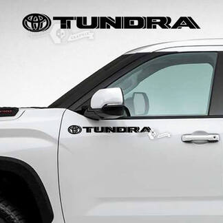 Coppia adesivi in ​​vinile con logo a strisce laterali per porte Toyota Tundra
