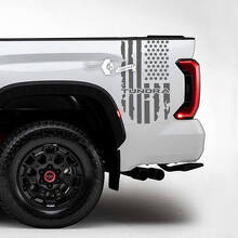 Coppia Toyota Tundra lato letto parafango posteriore distrutto Grange USA bandiera logo strisce adesivi in ​​vinile decalcomania
 2