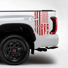 Coppia Toyota Tundra lato letto parafango posteriore distrutto Grange USA bandiera logo strisce adesivi in ​​vinile decalcomania
 3