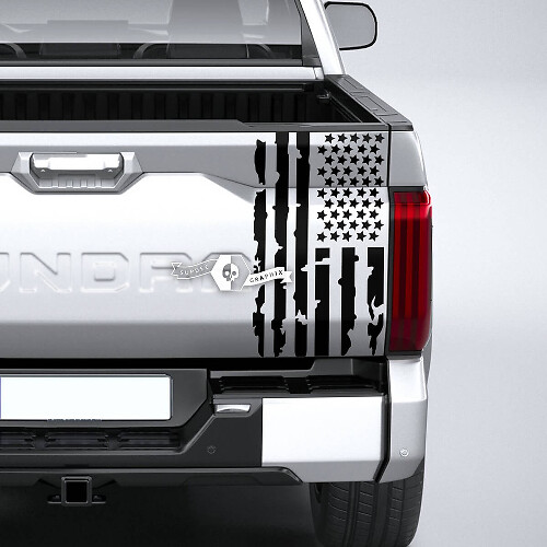 Toyota Tundra Bed Pickup Truck Portellone distrutto Grange Stripes Bandiera USA Vinile adesivi decalcomania
