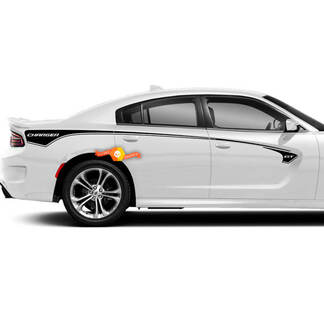 Coppia Dodge Charger Decalcomania in vinile con grafica a strisce Logo Trim Vinile adesivo
