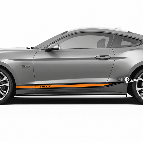 Fasce Laterali Arancioni Inserite Set Adesivi Vinile per Pannelli Laterali Ford Mustang 2016-2023