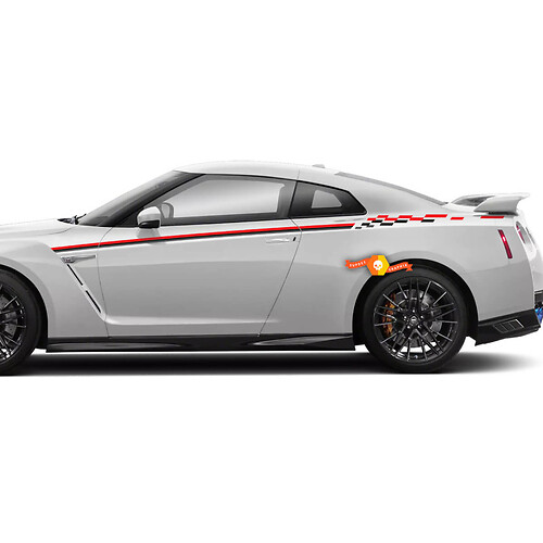 Coppia Nissan Skyline GTR R35 Nismo Inspired R Tune Door Body Stripe Kit decalcomanie adesive 3 colori
