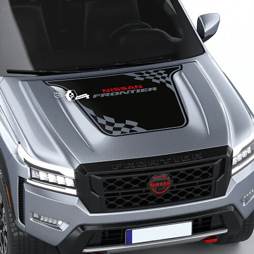 Nissan Frontier S SV Pro-4x Decalcomania per cofano Vinile Bandiera a scacchi Off Road Blackout Decalcomanie grafiche Adesivo 2 colori
