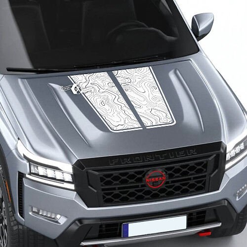 Nissan Frontier S SV Pro-4x cofano decalcomania vinile topografico mappa linee di contorno Off Road Dual Blackout grafica decalcomanie adesivo
