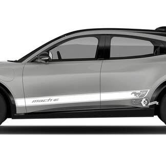 Coppia adesivi in ​​vinile Ford Mustang MACH-E MACH E pannello bilanciere logo strisce porta laterale decalcomania
