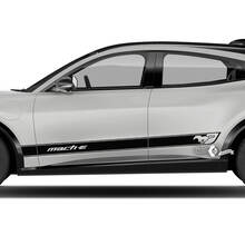 Coppia adesivi in ​​vinile Ford Mustang MACH-E MACH E pannello bilanciere logo strisce porta laterale decalcomania
 2