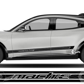 Coppia adesivi in ​​vinile Ford Mustang MACH-E MACH E Pannello bilanciere Logo Contorno Strisce Decalcomania porta laterale
