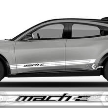 Coppia adesivi in ​​vinile Ford Mustang MACH-E MACH E pannello bilanciere logo strisce di contorno decalcomania porta laterale 2 colori
 2