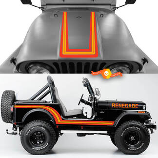 Kit di pannello oscillante laterale del cofano anteriore parafango posteriore Jeep Renegade CJ7 grafica decalcomanie in vinile - arancione
