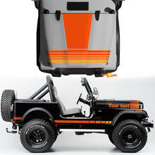 Kit di Adesivi in Vinile Vintage a Strisce Larghe per Cofano Laterale 2 per Jeep Renegade CJ7_2
