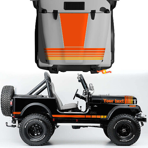 Kit di adesivi in vinile vintage per cofano e strisce laterali per Jeep Renegade CJ7