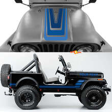 Kit di Adesivi in Vinile Vintage Strisce per Cofano Laterale per Jeep Renegade CJ7_2