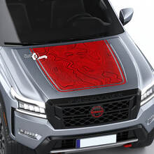 Nissan Frontier 2024 Pro-4x Hood Decal Vinile Mappa topografica Linee di contorno Blackout Grafica Decalcomanie Adesivo
 2