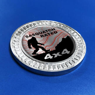 Badge 3D Sasquatch Montagne classificate Linee topografiche Emblema in metallo e alluminio
