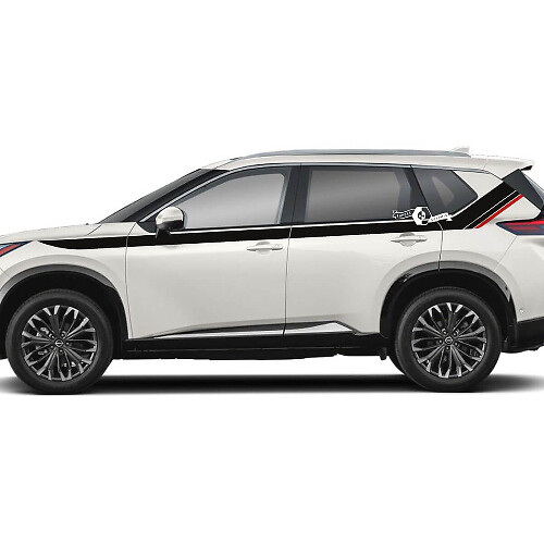 Coppia Nissan Rogue Side Up Door Dual Stripes Adesivo Decalcomania Vinile Grafica 2 Colori
