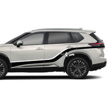 Kit adesivi in vinile con doppie strisce laterali curve per Nissan Rogue_2