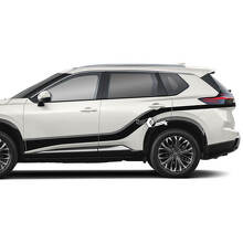 Kit adesivi in vinile con doppie strisce laterali curve per Nissan Rogue_3