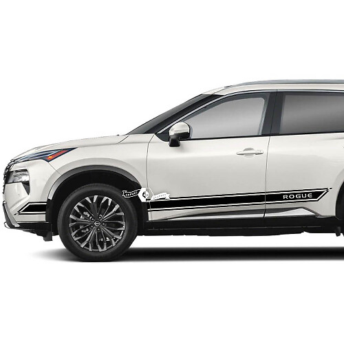 Coppia Nissan Rogue Side Door Rocker Panel Stripes Adesivo Decalcomania grafica in vinile
