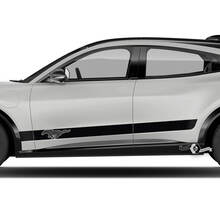 Coppia adesivi in ​​vinile Ford Mustang MACH-E MACH E Logo Rocker Panel Stripes Side Door Decal
 2