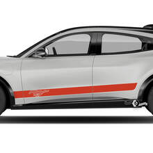Coppia adesivi in ​​vinile Ford Mustang MACH-E MACH E Logo Rocker Panel Stripes Side Door Decal
 3