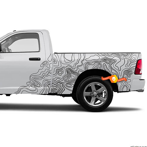 Adesivo laterale in vinile stile mappa topografica per Dodge Ram 1500