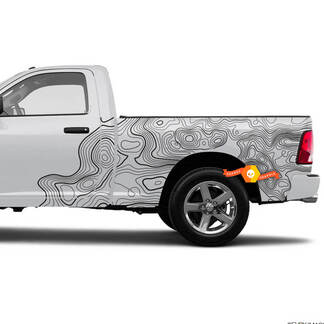 Coppia Dodge Ram Tradesman 1500 4x4 Crew Cab mappa topografica Topo letto porte laterali camion vinile adesivo grafico
