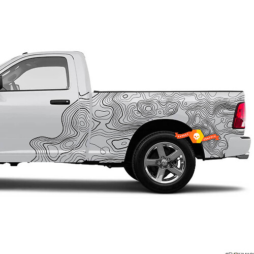 Adesivo in Vinile da Comodino con Mappa Topografica per Dodge Ram 1500