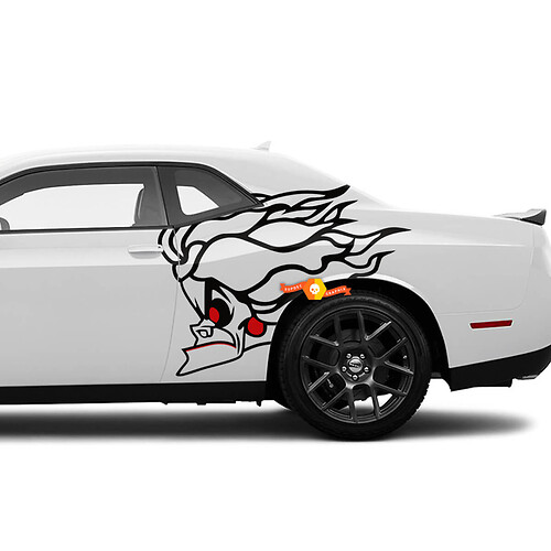 Coppia Dodge Challenger Crudelia de Vil SRT Scat Pack adesivi per parafango posteriore laterali decalcomanie grafica in vinile
