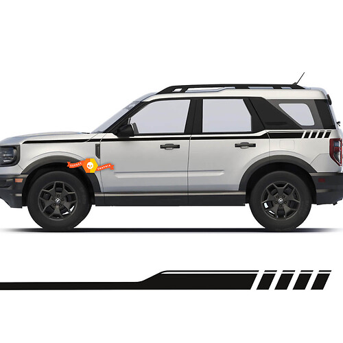 Coppia di 2 adesivi per decalcomanie a strisce laterali da 2 porte per Ford Bronco
