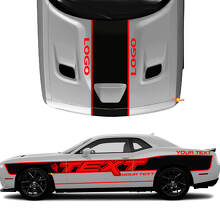 Testo personalizzato con kit decalcomanie in vinile per strisce laterali e cofano per Dodge Challenger_2