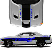 Testo personalizzato con kit decalcomanie in vinile per strisce laterali e cofano per Dodge Challenger_3