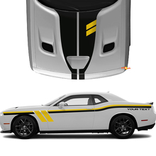 Kit di Decalcomanie in Vinile con Strisce Laterali Doppie e Sul Cofano con Testo Personalizzato per Dodge Challenger_2